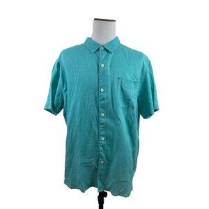 Tommy Bahama Mens Relax Fit Turquoise Short Sleeve Button-Up Shirt Size 3XL